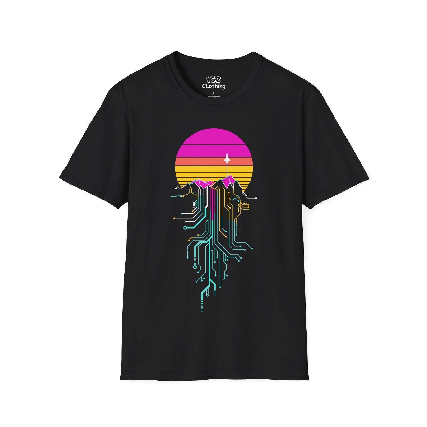 Retro Mountain Circuit Cyberpunk T-Shirt