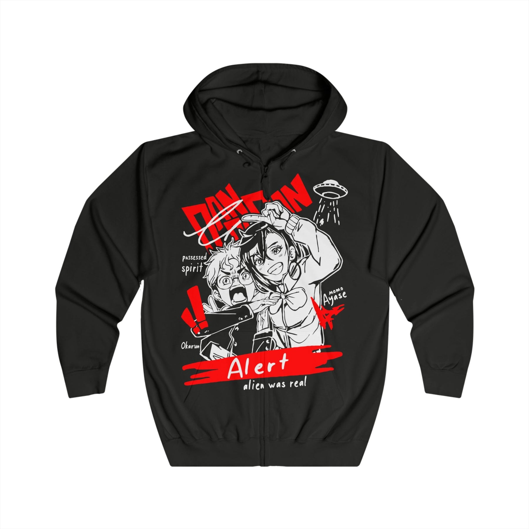 Okarun and Momo Dandadan Full Zip Hoodie Printify