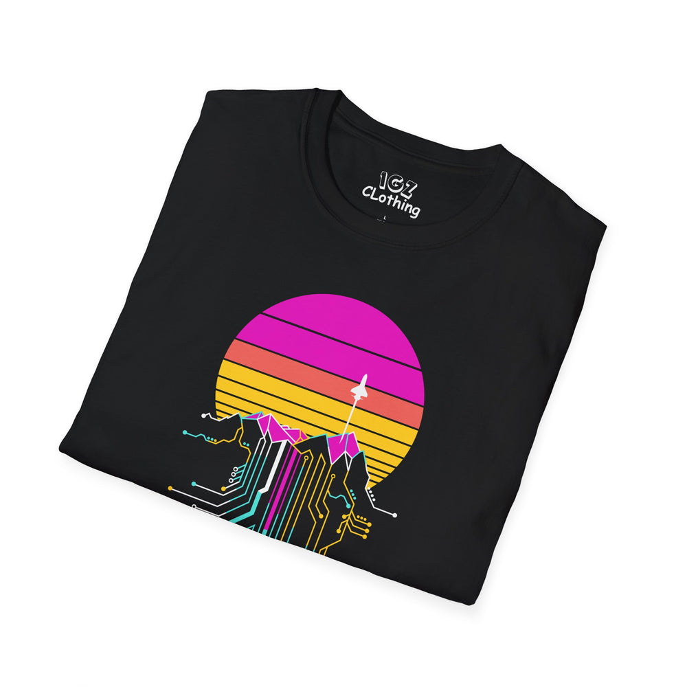 Retro Mountain Circuit Cyberpunk T-Shirt