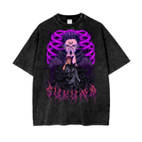 Sukuna Jujitsu Kaisen Oversize Snow Washed T-Shirt ODMPOD