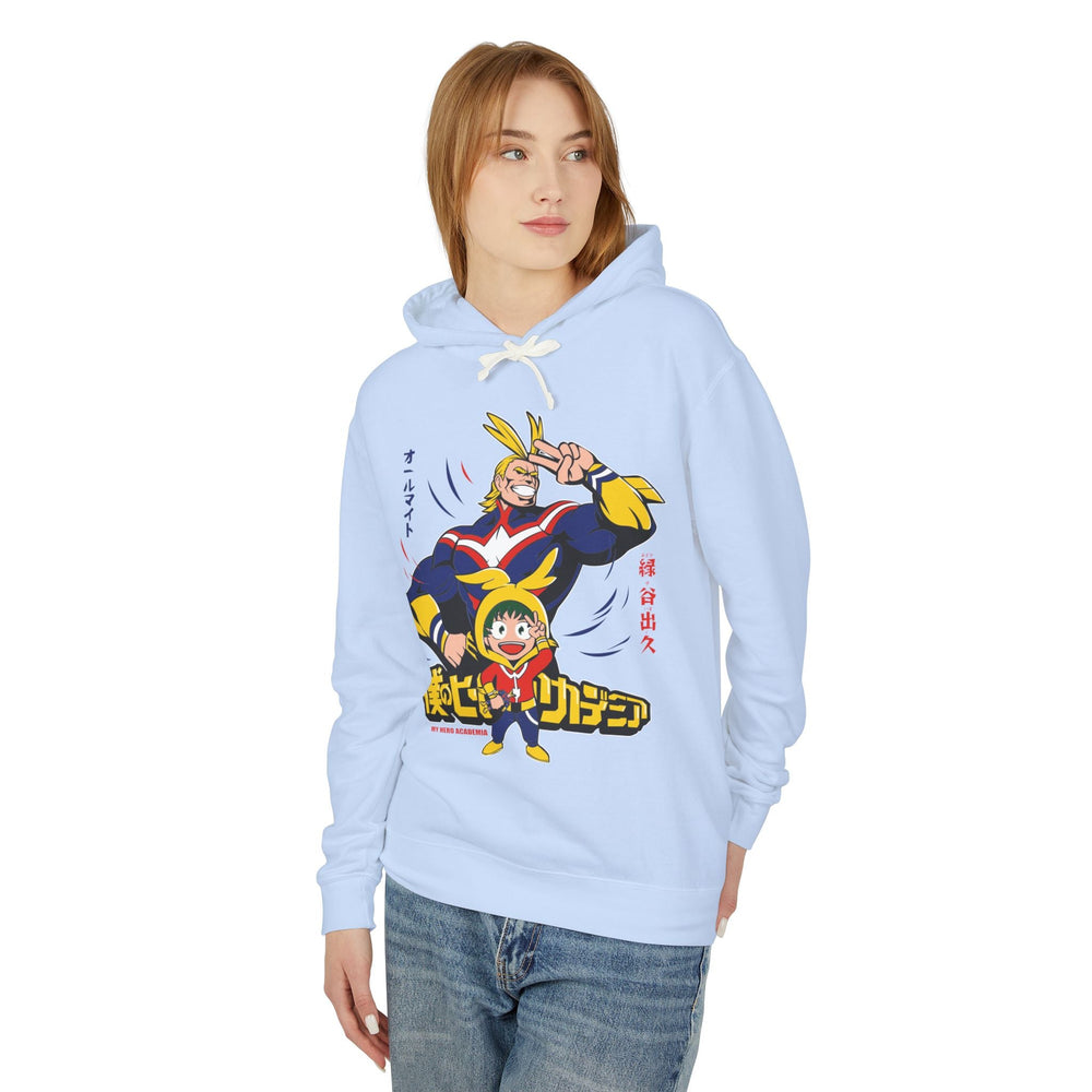 All Might and Deku Unisex Lightweight Hooded Sweatshirt Printify