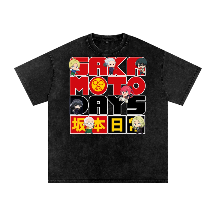 Sakamoto Days Acid Wash Oversize T-Shirt