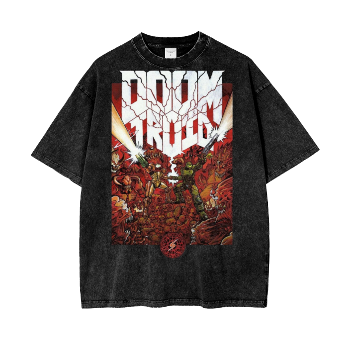 Doom and Samus Acid Wash Oversize T-Shirt -