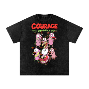 Courage the cowardly dog Acid Wash Oversize T-Shirt