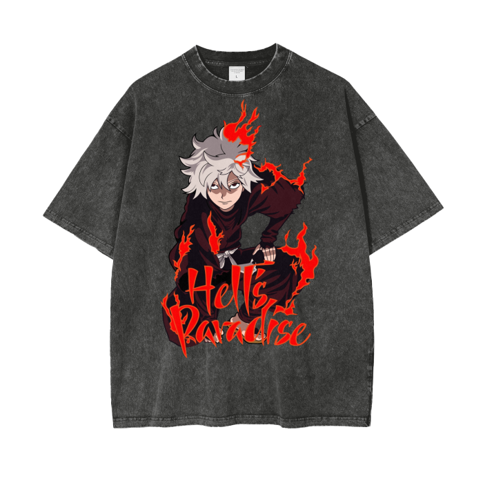 Gabimaru Hell’s Paradise Acid Wash Oversize T-Shirt -