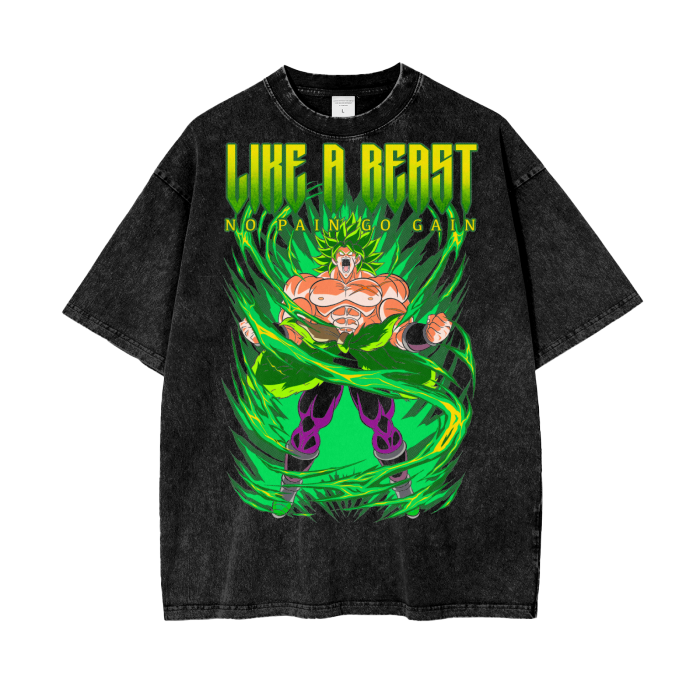 Broly Dragonball Super Oversize Snow Washed T-Shirt ODMPOD
