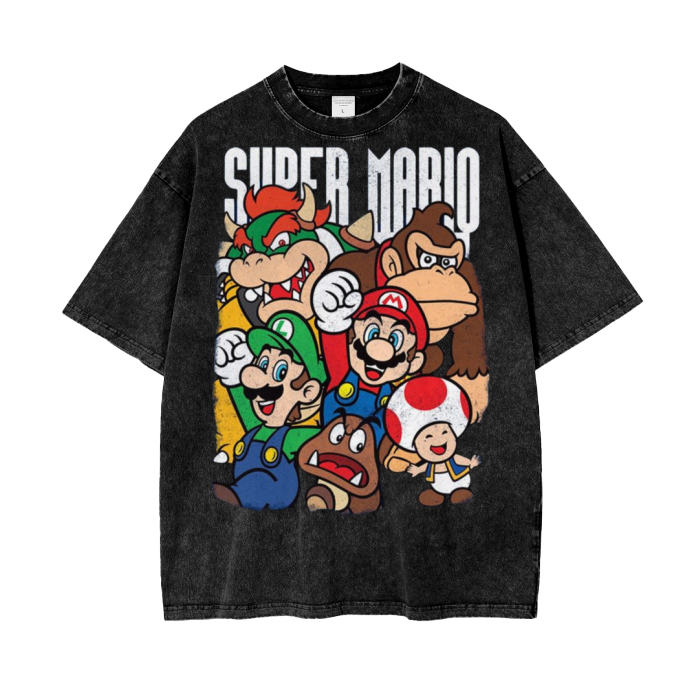 Classic Mario Acid Wash Oversize T-Shirt -