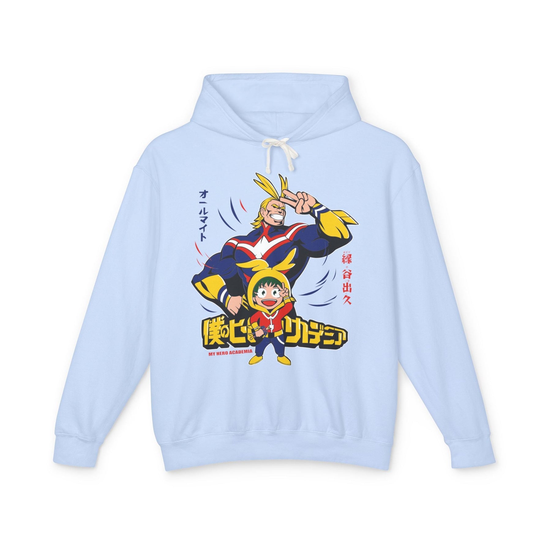 All Might and Deku Unisex Lightweight Hooded Sweatshirt Printify