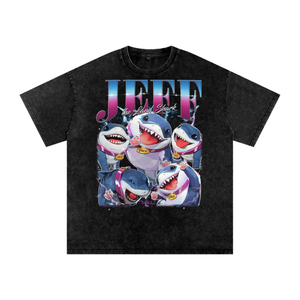 Jeff the land Shark Acid Wash Oversize T-Shirt