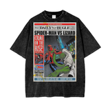Spider-Man vs The Lizard Oversize Snow Washed T-Shirt ODMPOD