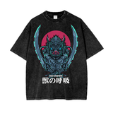 Inosuke Demon Slayer Acid Wash Oversize T-Shirt -