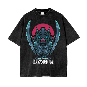 Inosuke Demon Slayer Acid Wash Oversize T-Shirt -