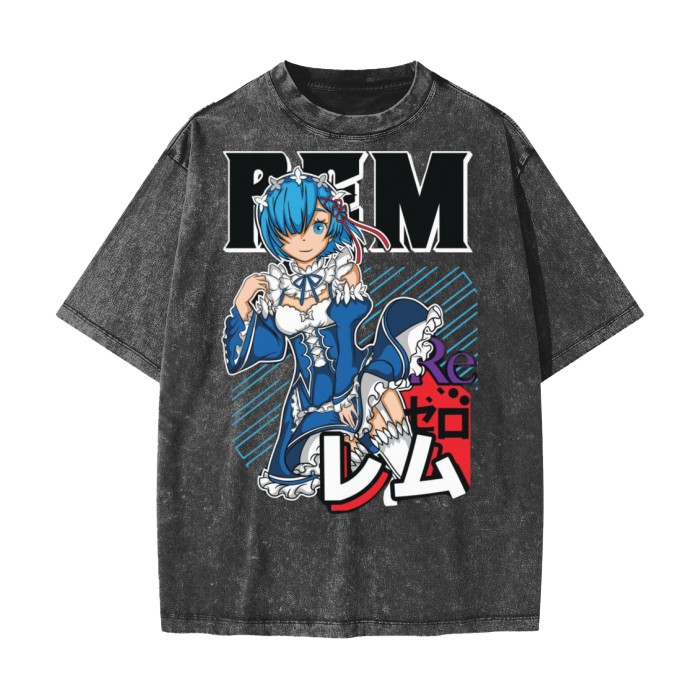 Rem Re Zero Vintage Waxed Dyed Washed T-Shirt -