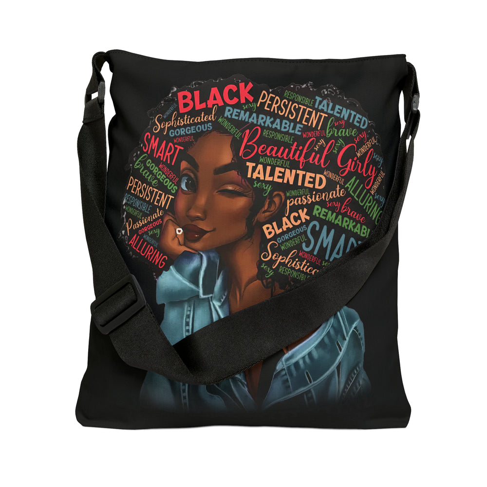 Black Beauty Adjustable Tote Bag (AOP) - IGZ Clothing