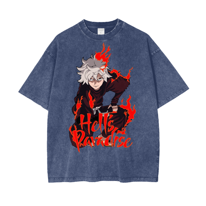 Gabimaru Hell’s Paradise Acid Wash Oversize T-Shirt -