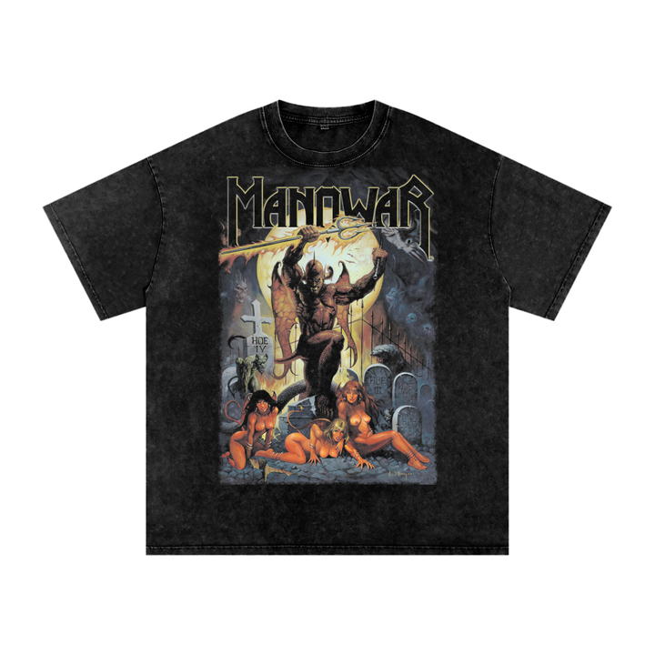 Manowar Acid Wash Oversize T-Shirt