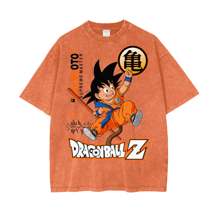 Goku Dragonball Oversize Snow Washed T-Shirt ODMPOD