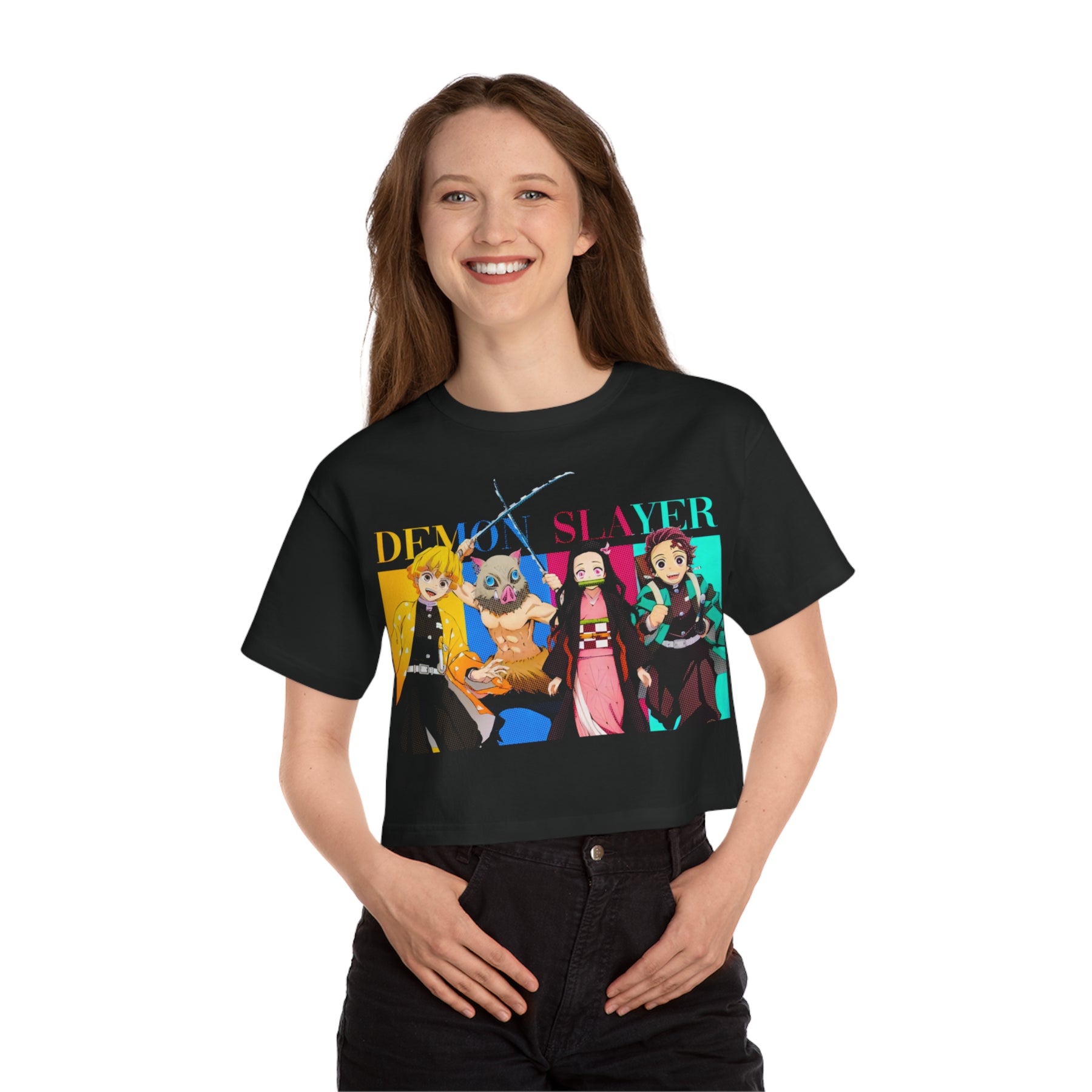 Nezuko and Tanjiro Champion Women's Heritage Cropped T-Shirt -