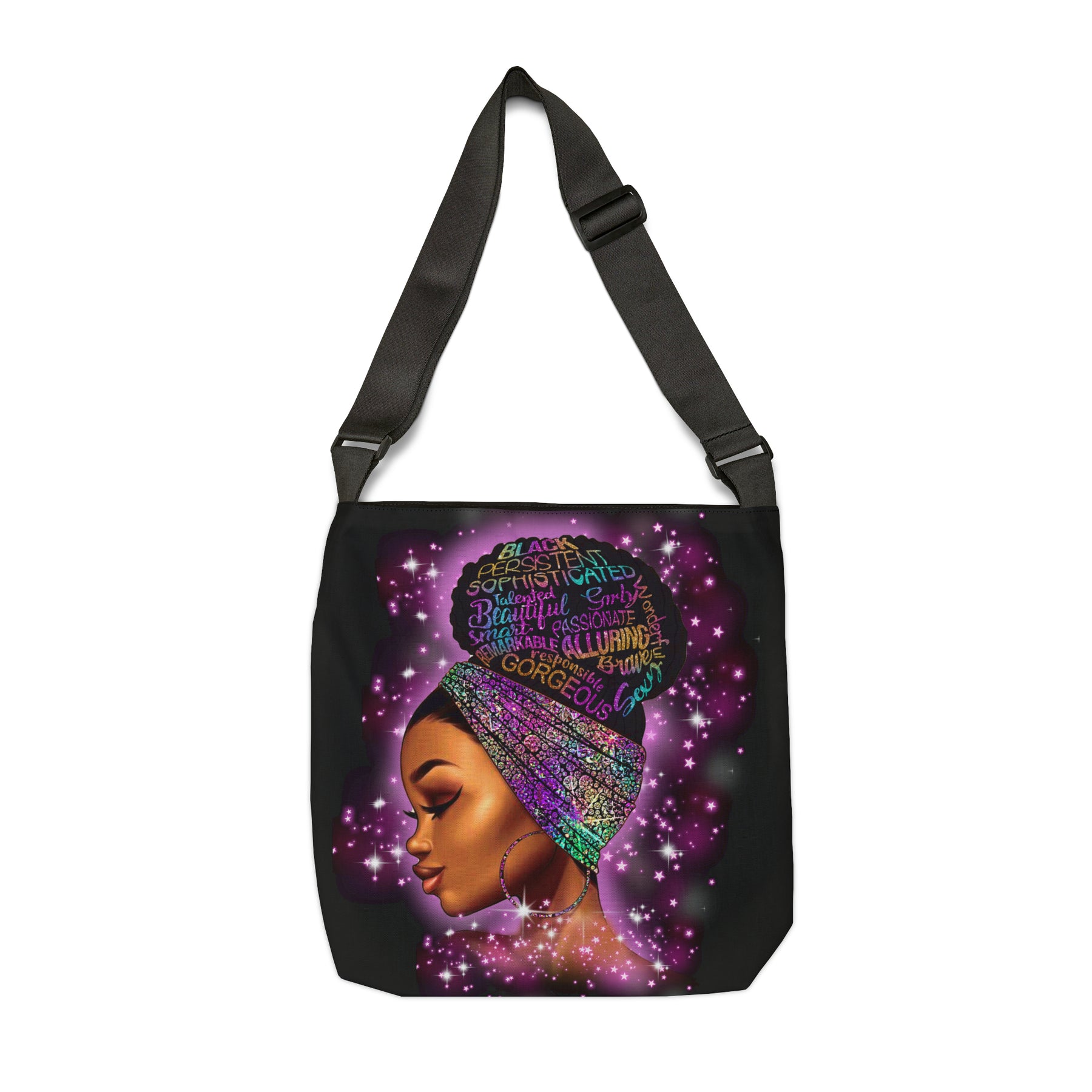 Black Beauty Adjustable Tote Bag (AOP) - IGZ Clothing
