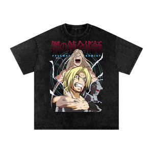 Elric Brothers Fullmetal Alchemist Acid Wash Oversize T-Shirt