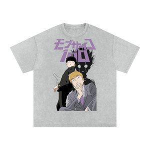 Mob psycho 100 Acid Wash Oversize T-Shirt