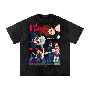 Okarun x Momo Dandadan Acid Wash Oversize T-Shirt