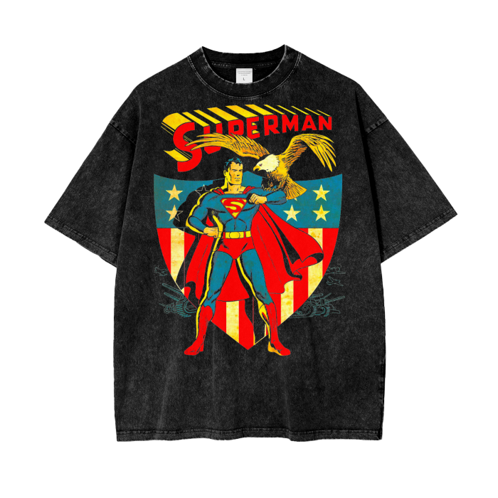 Superman Oversize Snow Washed T-Shirt ODMPOD