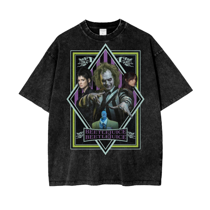 Beetlejuice Acid Wash Oversize T-Shirt -