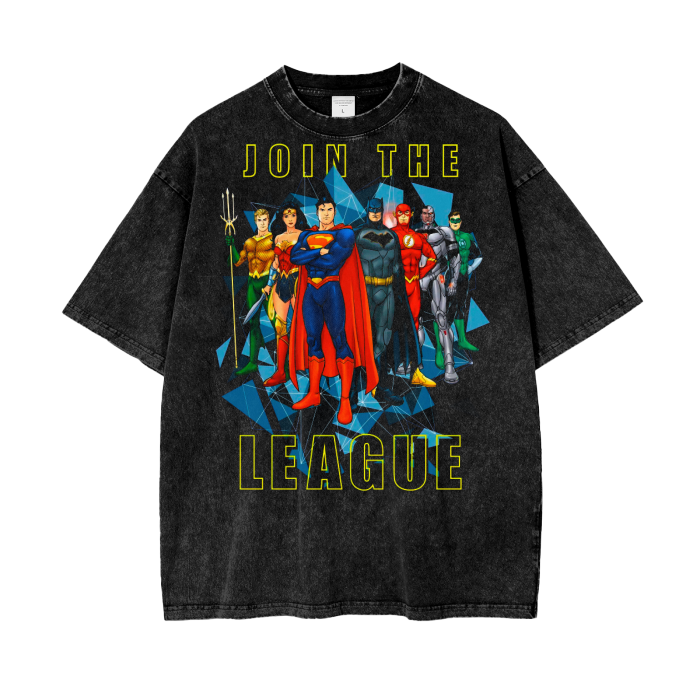 The Justice League Oversize Snow Washed T-Shirt ODMPOD
