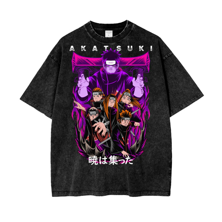 Akatsuki Naruto Oversize Snow Washed T-Shirt ODMPOD