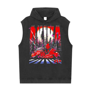 Akira Snow Washed Sleeveless Hoodie ODMPOD