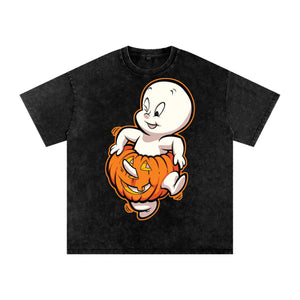 Casper in a Pumpkin Acid Wash Oversize T-Shirt - 250 GSM ODMPOD