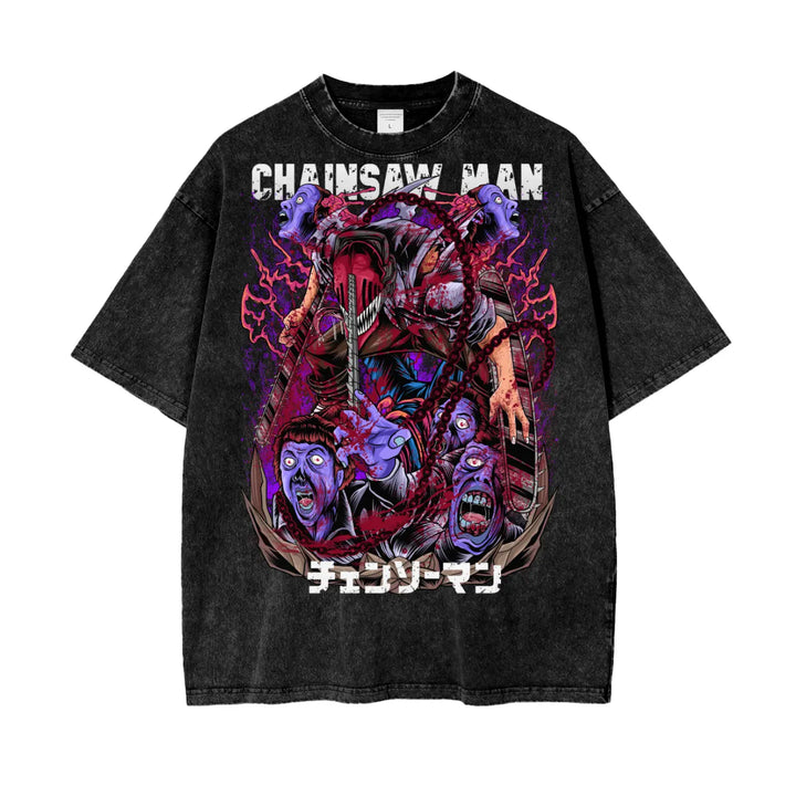 Chainsaw Man Oversize Snow Washed T-Shirt ODMPOD