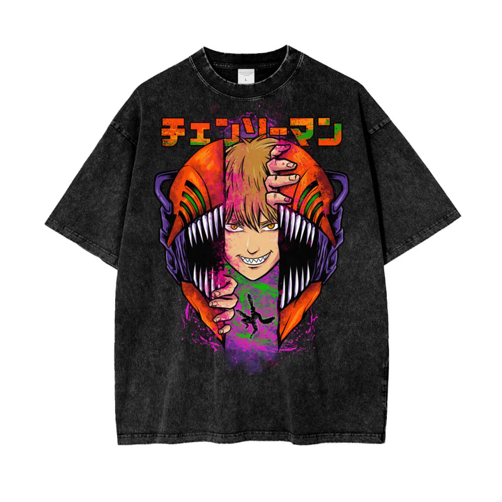 Chainsaw Man Oversize Snow Washed T-Shirt ODMPOD