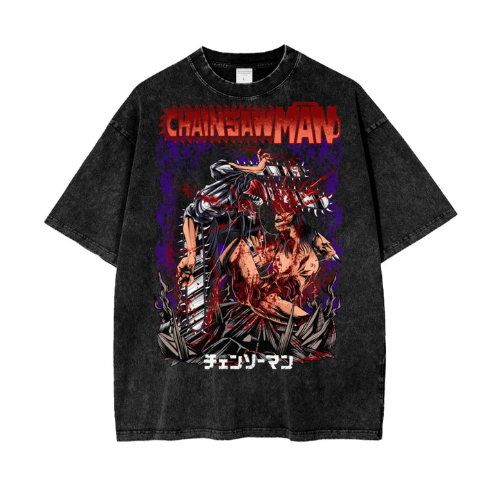 Chainsaw Man Oversize Snow Washed T-Shirt ODMPOD