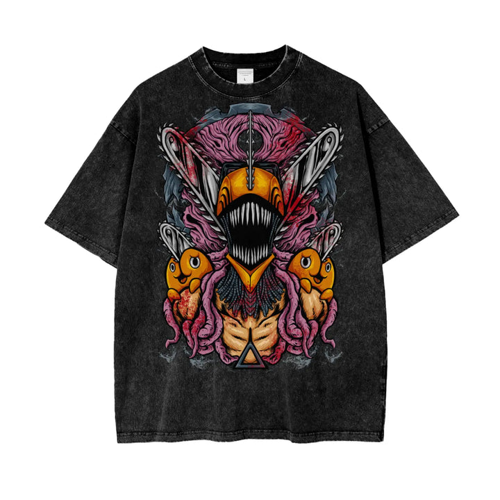 Chainsaw Man Oversize Snow Washed T-Shirt ODMPOD