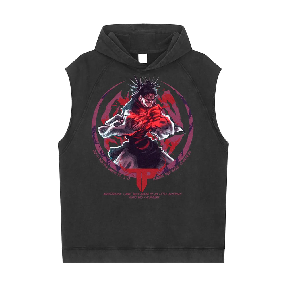 Choso Jujitsu Kaisen Snow Washed Sleeveless Hoodie ODMPOD