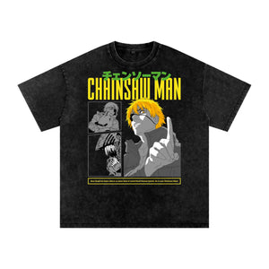 Denji Chainsaw-man Acid Wash Oversize T-Shirt ODMPOD