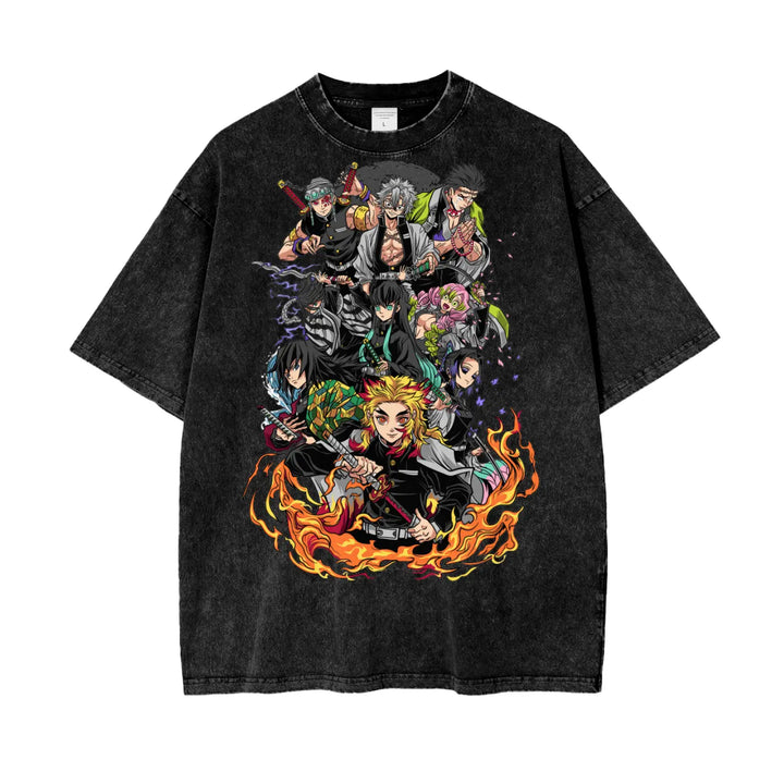 Hashiras Demon Slayer Oversize Snow Washed T-Shirt ODMPOD