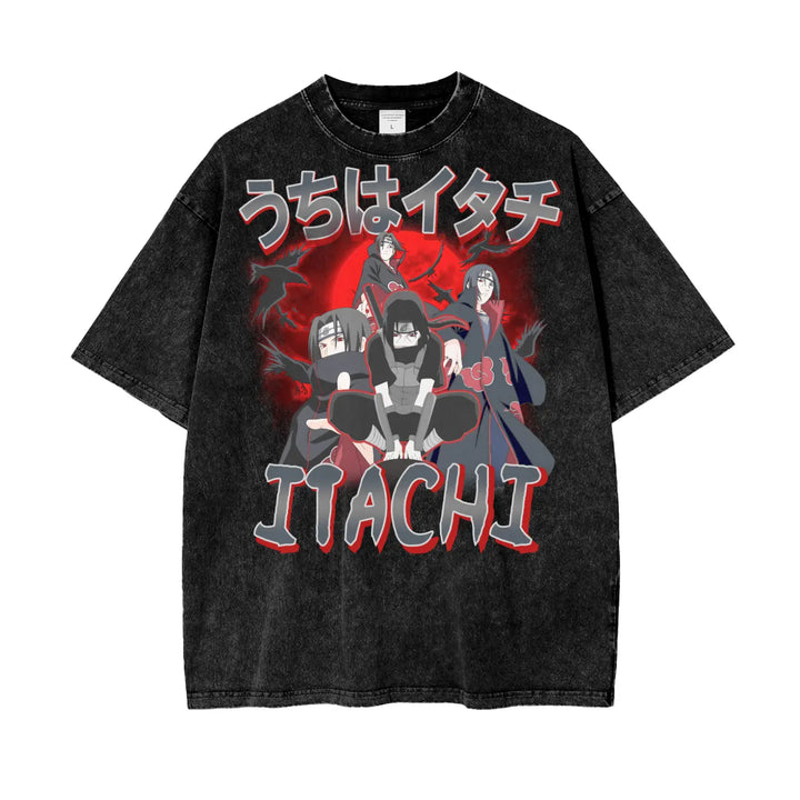 Itachi Uchiha Naruto Oversize Snow Washed T-Shirt ODMPOD