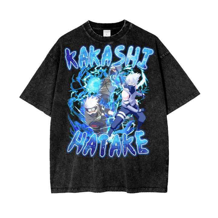 Kakashi Naruto Oversize Snow Washed T-Shirt ODMPOD