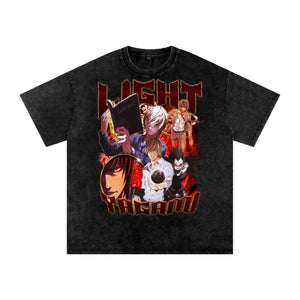 LIGHT YAGAMI Death note Acid Wash Oversize T-Shirt ODMPOD