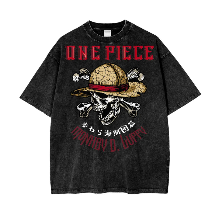 Luffy One Piece Oversize Snow Washed T-Shirt ODMPOD
