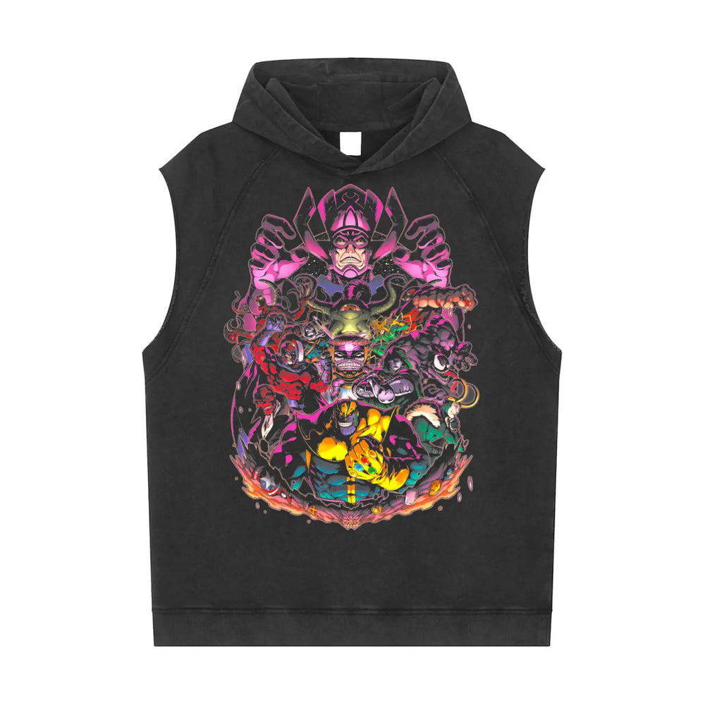 Marvel villains Snow Washed Sleeveless Hoodie ODMPOD