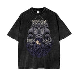 Megami and Mahoraga Jujitsu Kaisen   Acid Wash Oversize T-Shirt ODMPOD