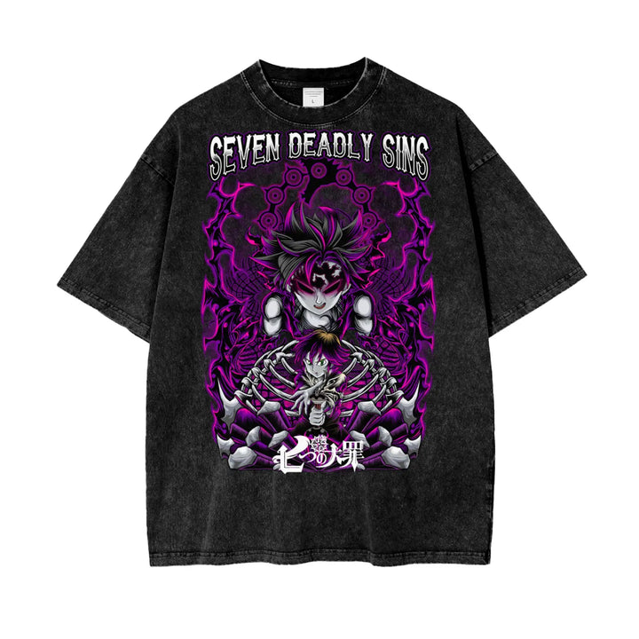Meliodas Seven Deadly Sins Oversize Snow Washed T-Shirt ODMPOD