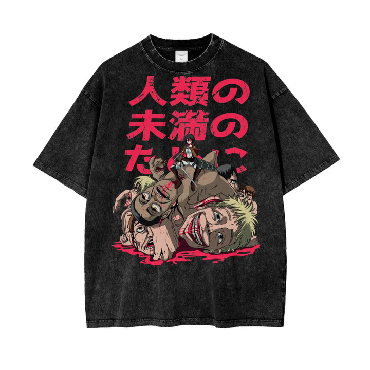 Mikasa Attack on Titan Oversize Snow Washed T-Shirt ODMPOD