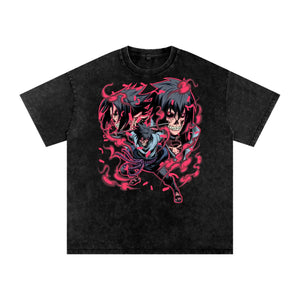 Naruto Sasuke Acid Wash Oversize T-Shirt ODMPOD