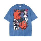 Pochita Chainsaw Man Oversize Snow Washed T-Shirt ODMPOD