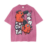 Pochita Chainsaw Man Oversize Snow Washed T-Shirt ODMPOD